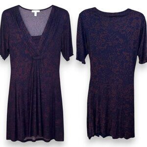 Jigsaw Purple & Black Abstract Print Viscose Knit Dress Size L